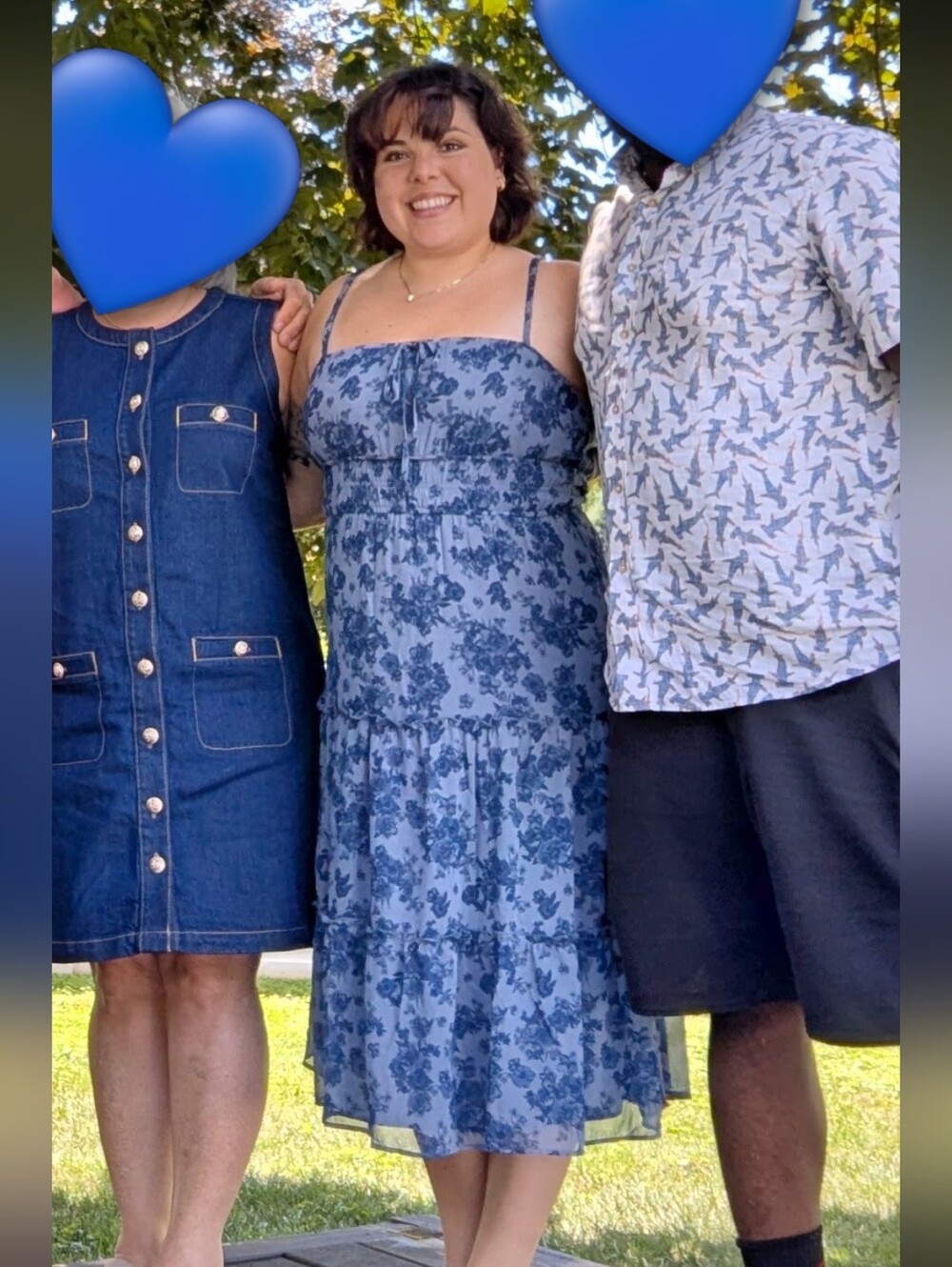 Blue Floral Print Midi Dress